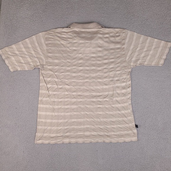 Mercedes Benz Polo Shirt Mens Large Brown Striped Short Sleeve Egyptian Cotton - Picture 2 of 16